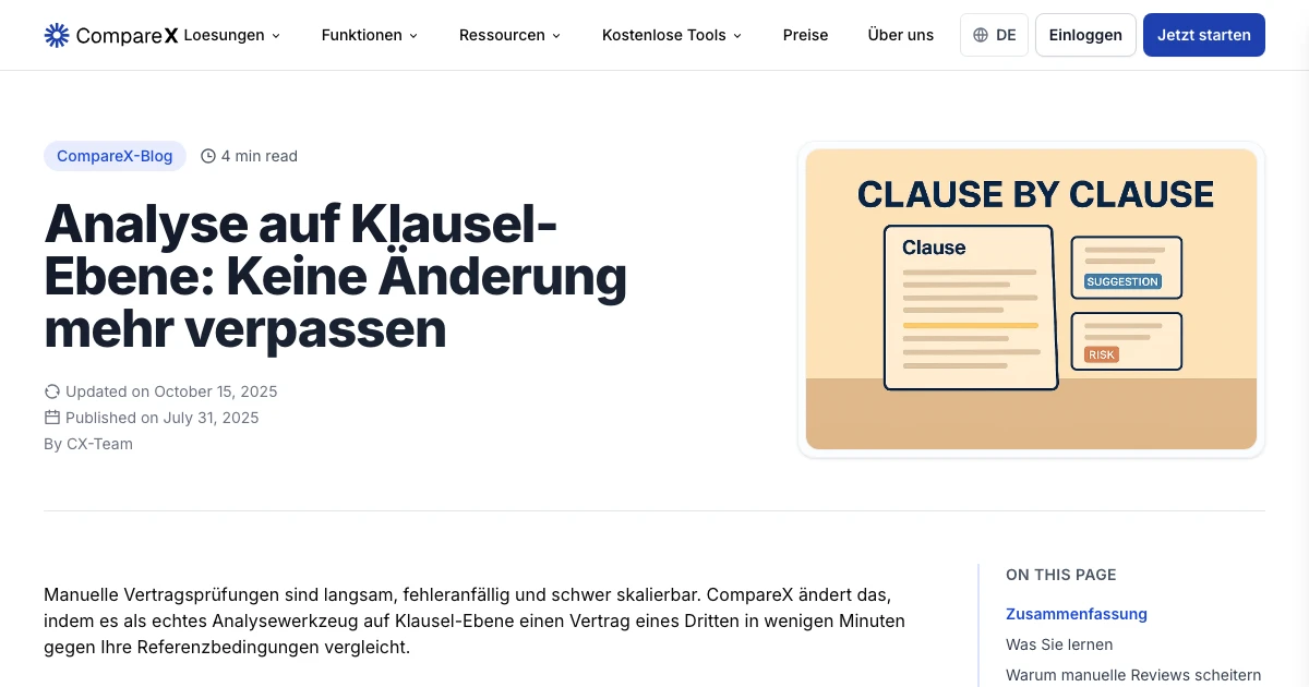 Comparex Keine Klauseländerung mehr mit KI übersehen | CompareX KI