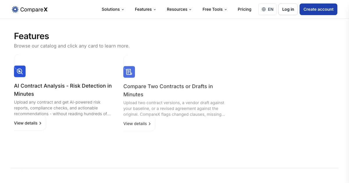 CompareX Features for AI Contract Review and Comparison