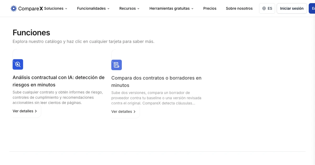 Comparex Funciones CompareX para revisión y comparación con IA