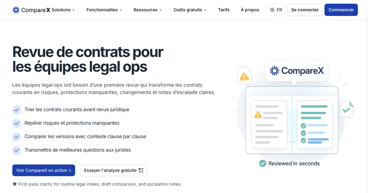 Comparex Revue de contrats pour équipes legal ops | CompareX