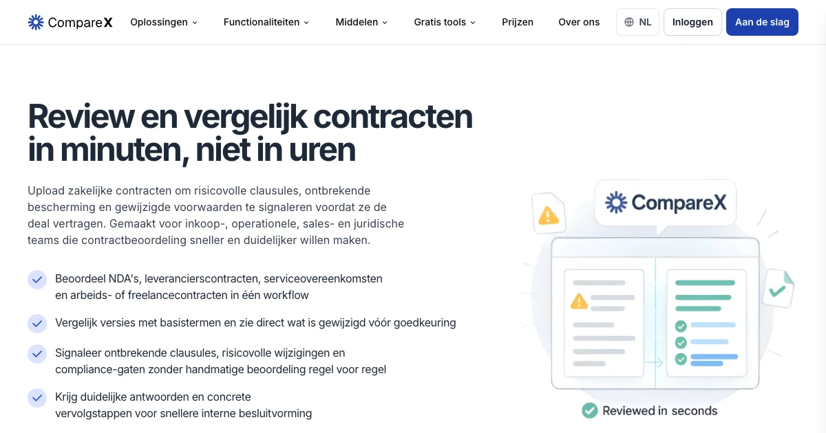 Comparex CompareX: zakelijke contracten snel reviewen en vergelijken