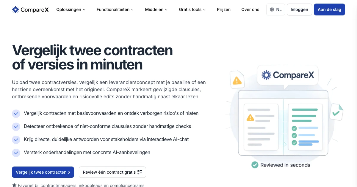 Comparex AI-contractvergelijking voor gewijzigde versies | CompareX